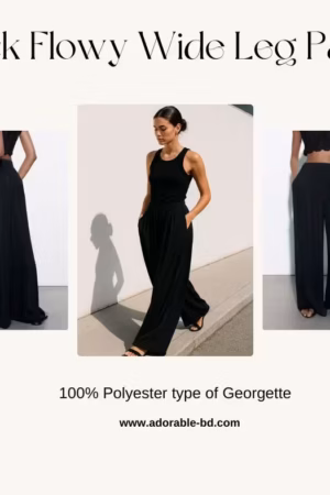 BLACK FLOWY WIDE LEG PANTS